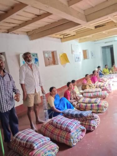 bed and pillows distributed for old age home