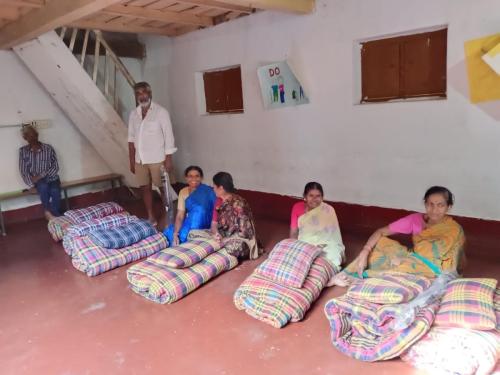 bed and pillows distributed for old age home
